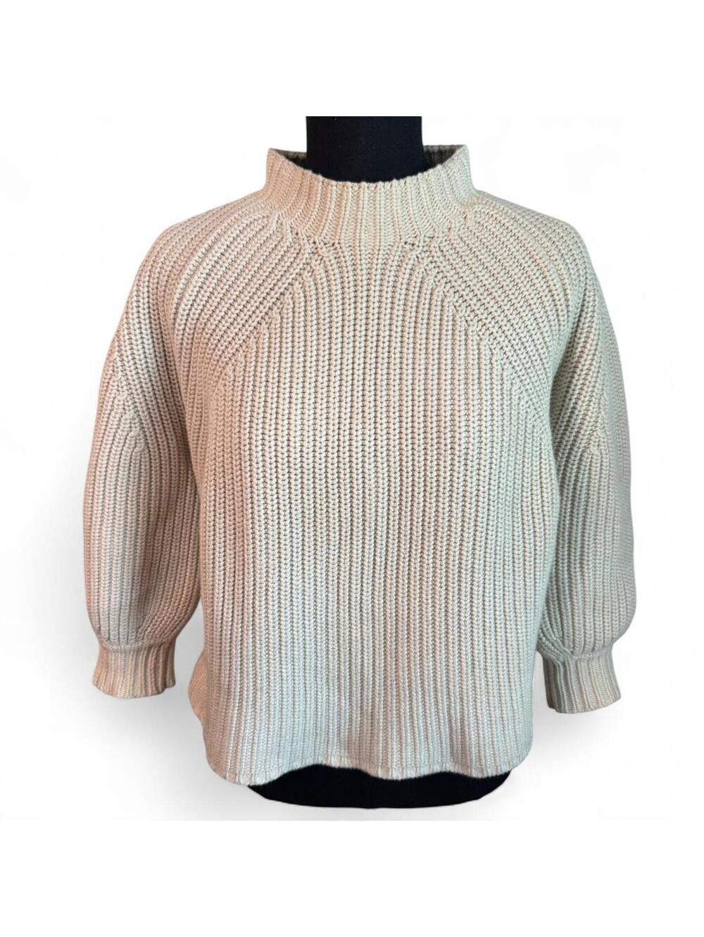 Apiece Apart Cream Cable Knit Organic Cotton and Cashmere Sweater Size Small